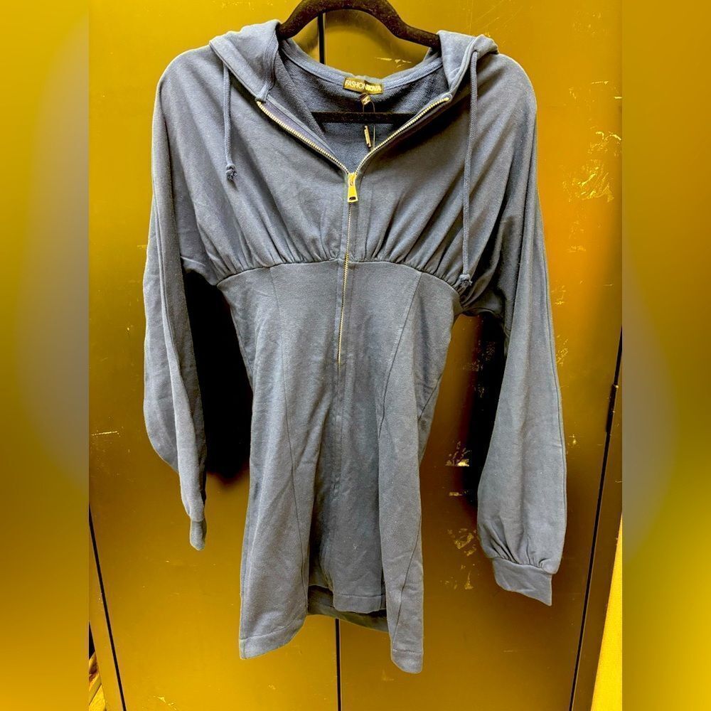 Women's Blue Hooded Sweatshirt Mini Dress, NWT by Fashion Nova